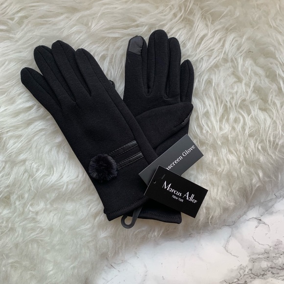 Marcus Adler pompom touchscreen gloves black NWT - Picture 2 of 6